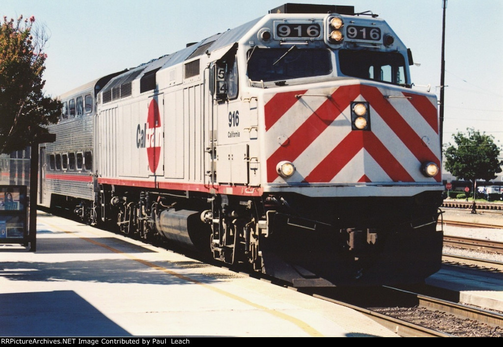 Commuter train comes in for its stop